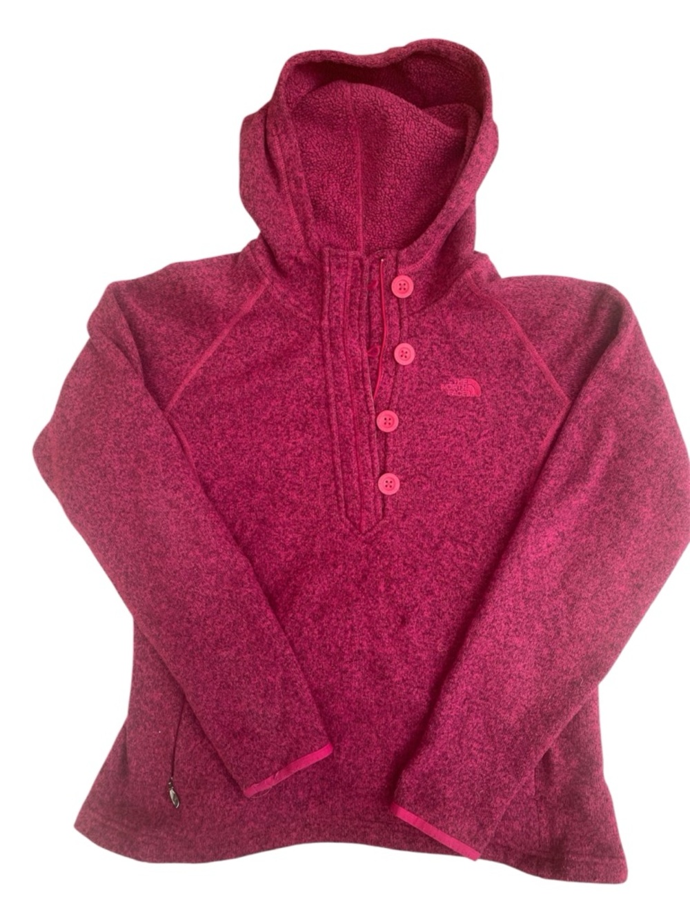 The North Face Pink
Fleece Henley Hoodie
Sweatshirt Hooded
Button Large Women's